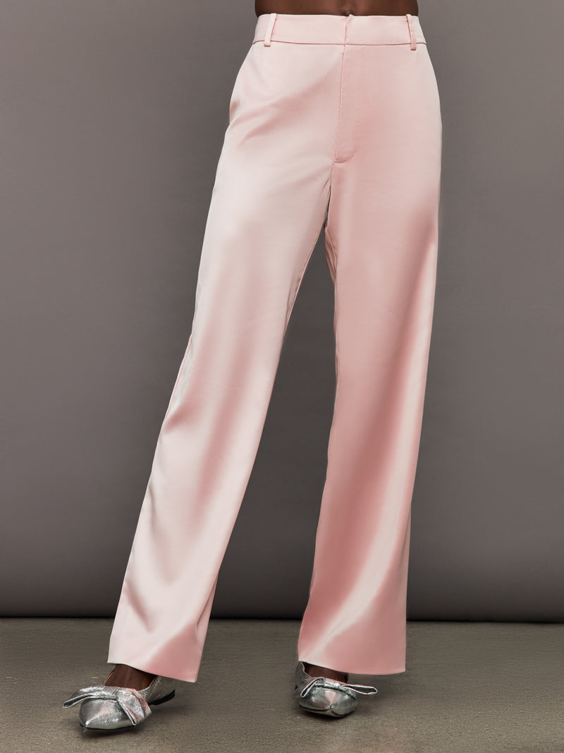 Satin Straight Leg Pant - Blush