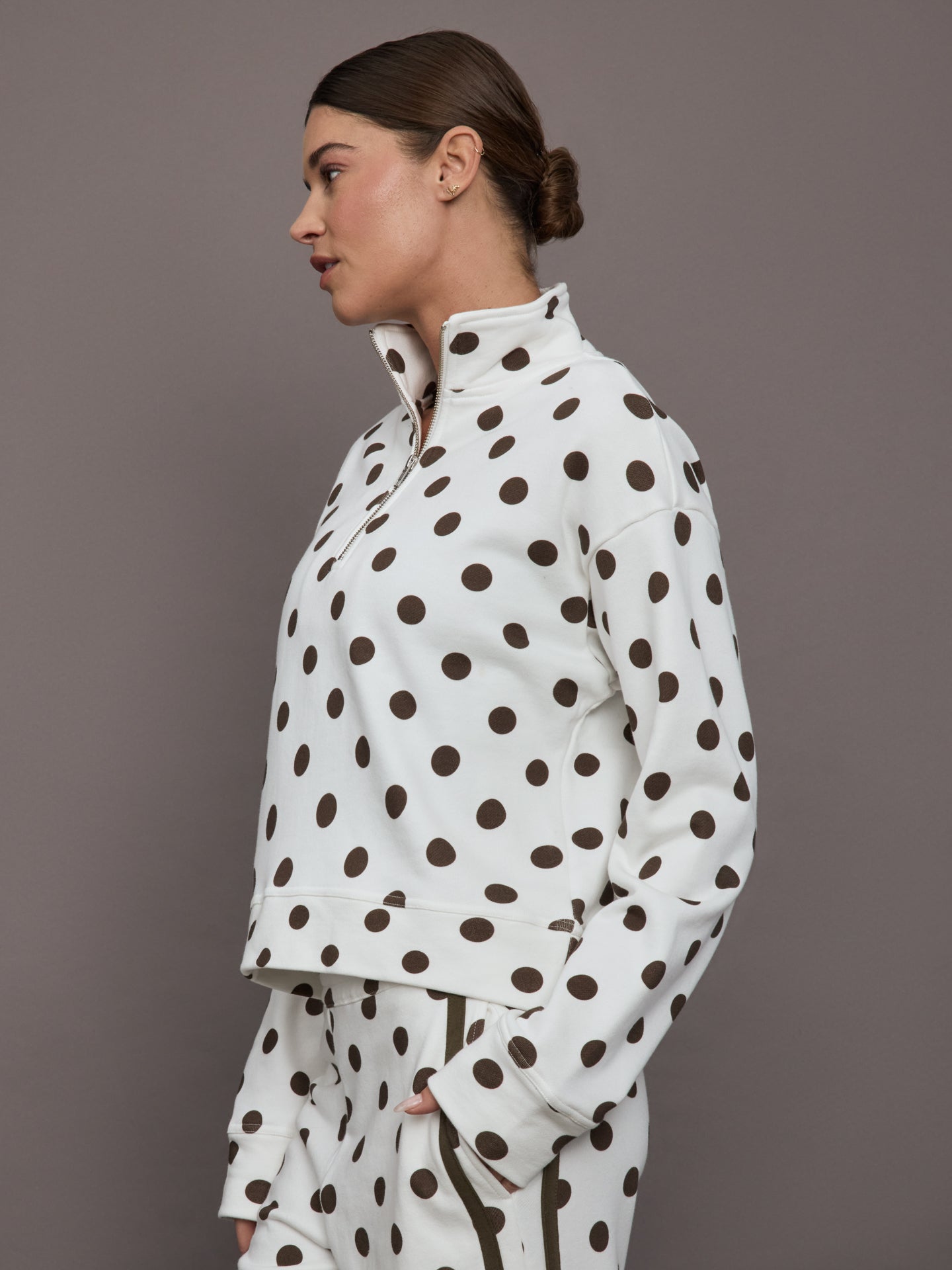 Polka Dot Half Zip - White/Carafe Polka Dot – Carbon38