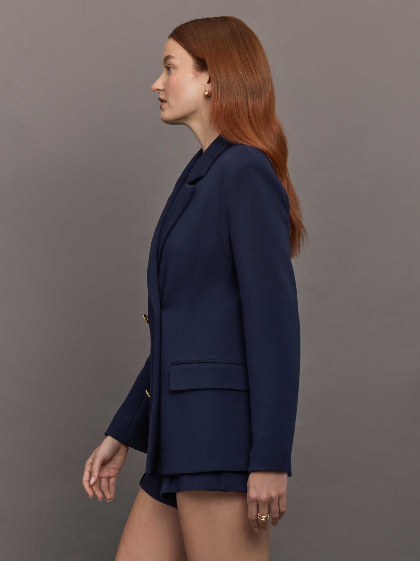 Double Breasted Blazer in Scuba - Navy – Carbon38