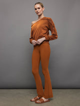 Macrame Shoulder Sweatshirt - Caramel Cafe