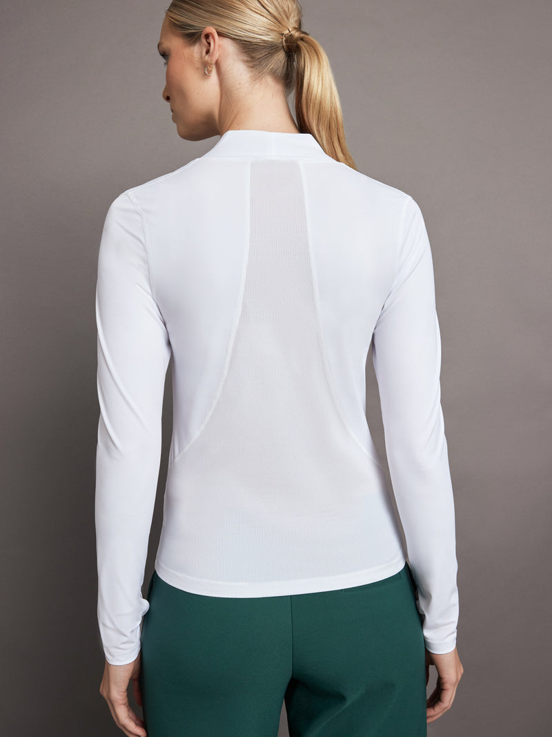 Long Sleeve Wrap Neck Shirt - White