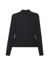 Long Sleeve Wrap Neck Shirt - Black