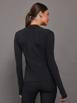 Long Sleeve Wrap Neck Shirt - Black