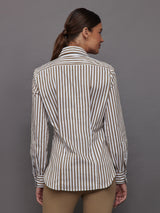 Twisted Tunic Shirt - White/Tan Stripe