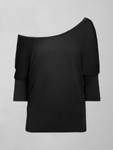 Long Sleeve Off Shoulder Tee - Black