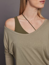 Long Sleeve Off Shoulder Tee - Silversage