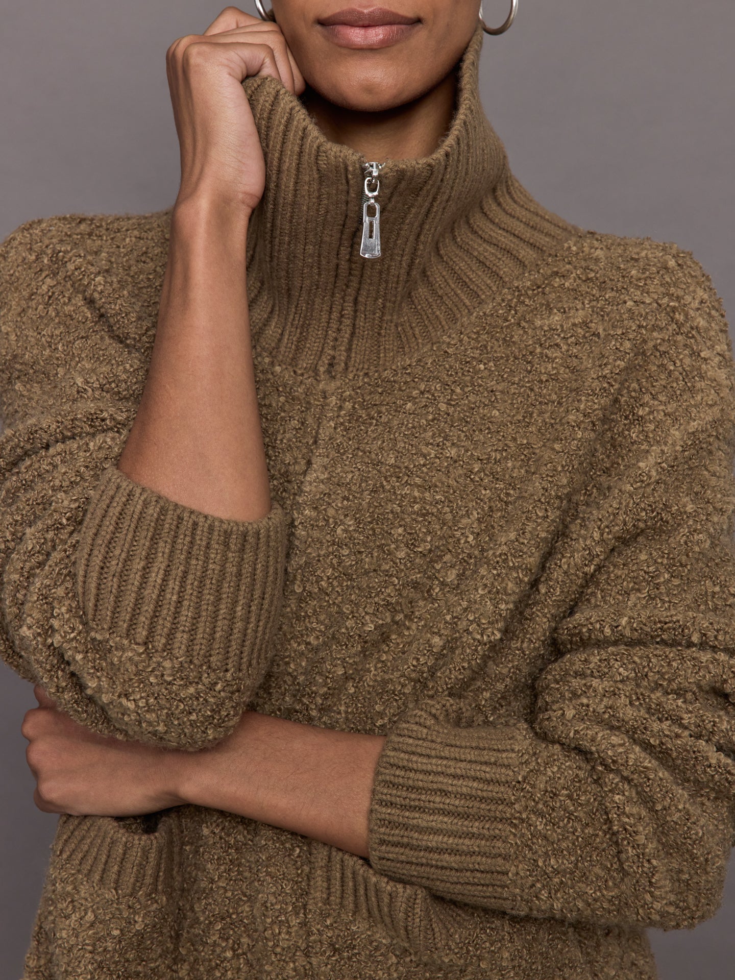 Half Zip Boucle Pullover - Caribou – Carbon38