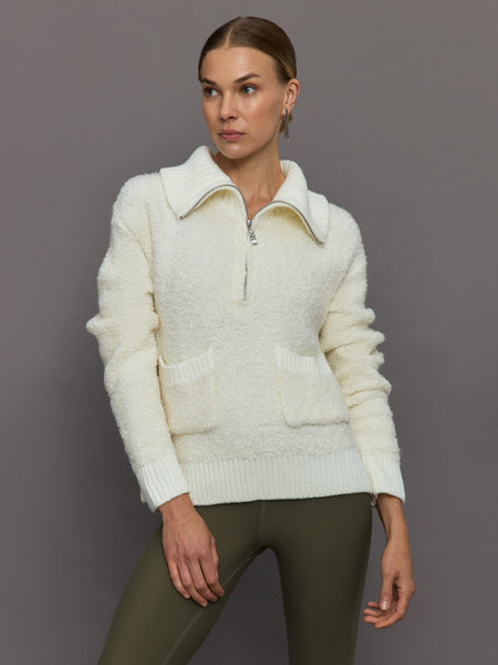 Half Zip Boucle Pullover - Off White – Carbon38