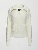 Half Zip Boucle Pullover - Off  White