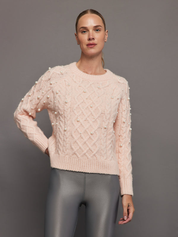 Pearl Embellished Sweater - Rose Cloud