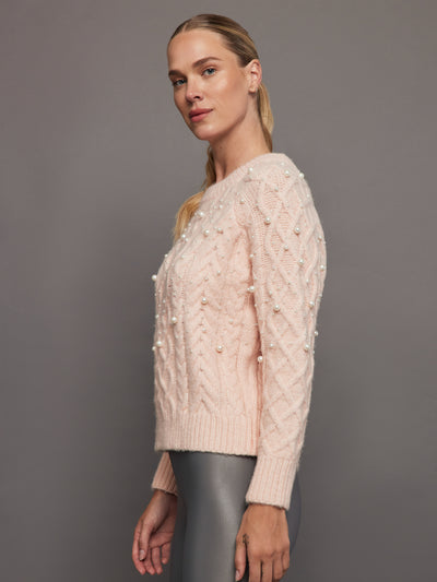 Pearl Embellished Sweater - Rose Cloud