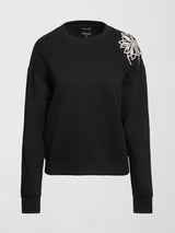 Rhinestone Cut Out Sweatshirt - Black