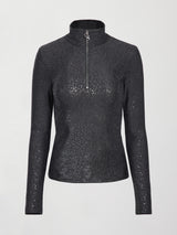 Foil Half Zip Top in Melt - Dark Heather Grey with Gunmetal Foil