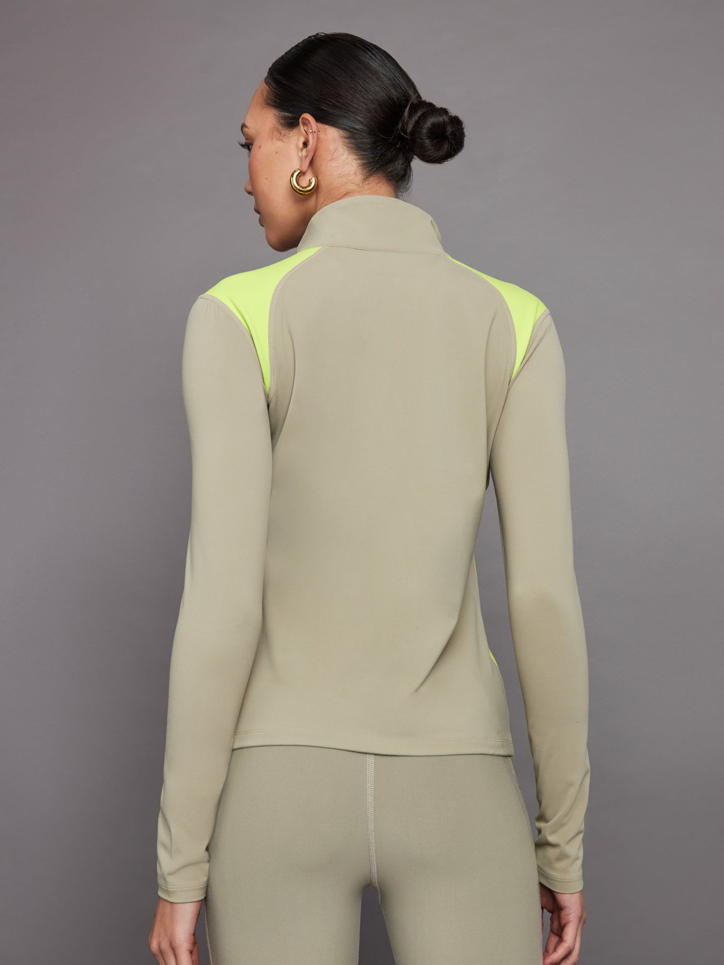 Colorblock Half Zip Top in Melt - Silversage / Acid Lime