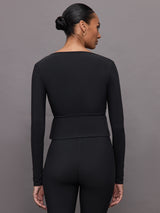 Long Sleeve Tie Top in Melt - Black