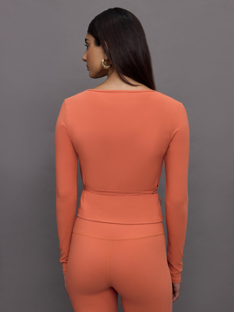 Long Sleeve Tie Top in Melt - Burnt Sienna