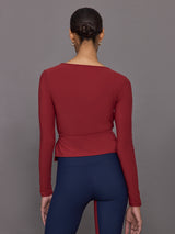 Long Sleeve Tie Top in Melt - Red Dahlia