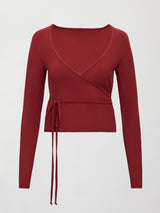 Long Sleeve Tie Top in Melt - Red Dahlia