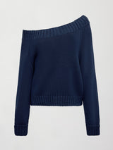Slouchy Knit Sweater - Navy