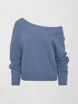 Wool Blend Slouchy Knit Sweater - Heather Coronet