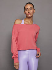 Off Shoulder Raw Edge Sweatshirt in French Terry
