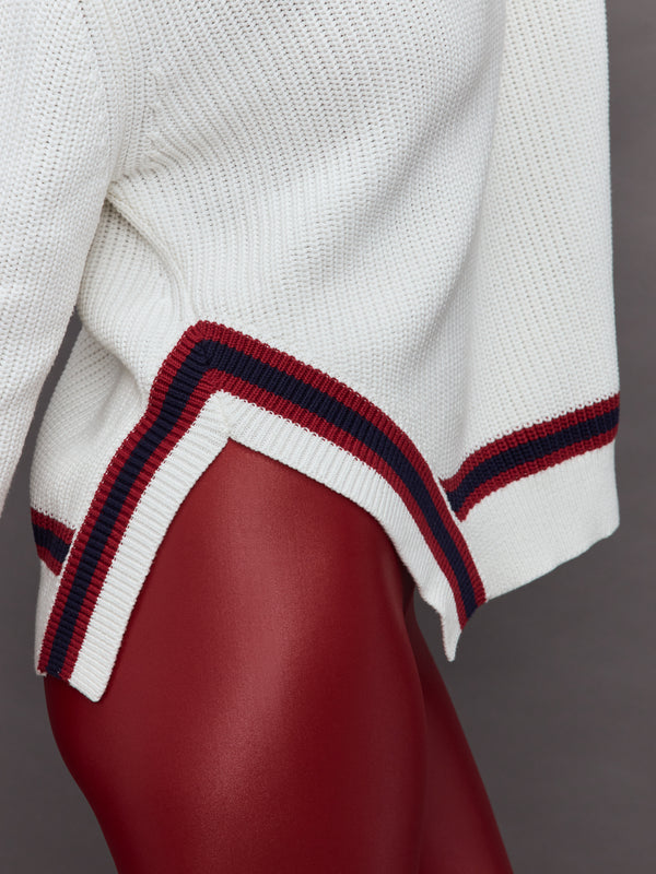 Mixed Media Rugby Collared Sweater - Ivory