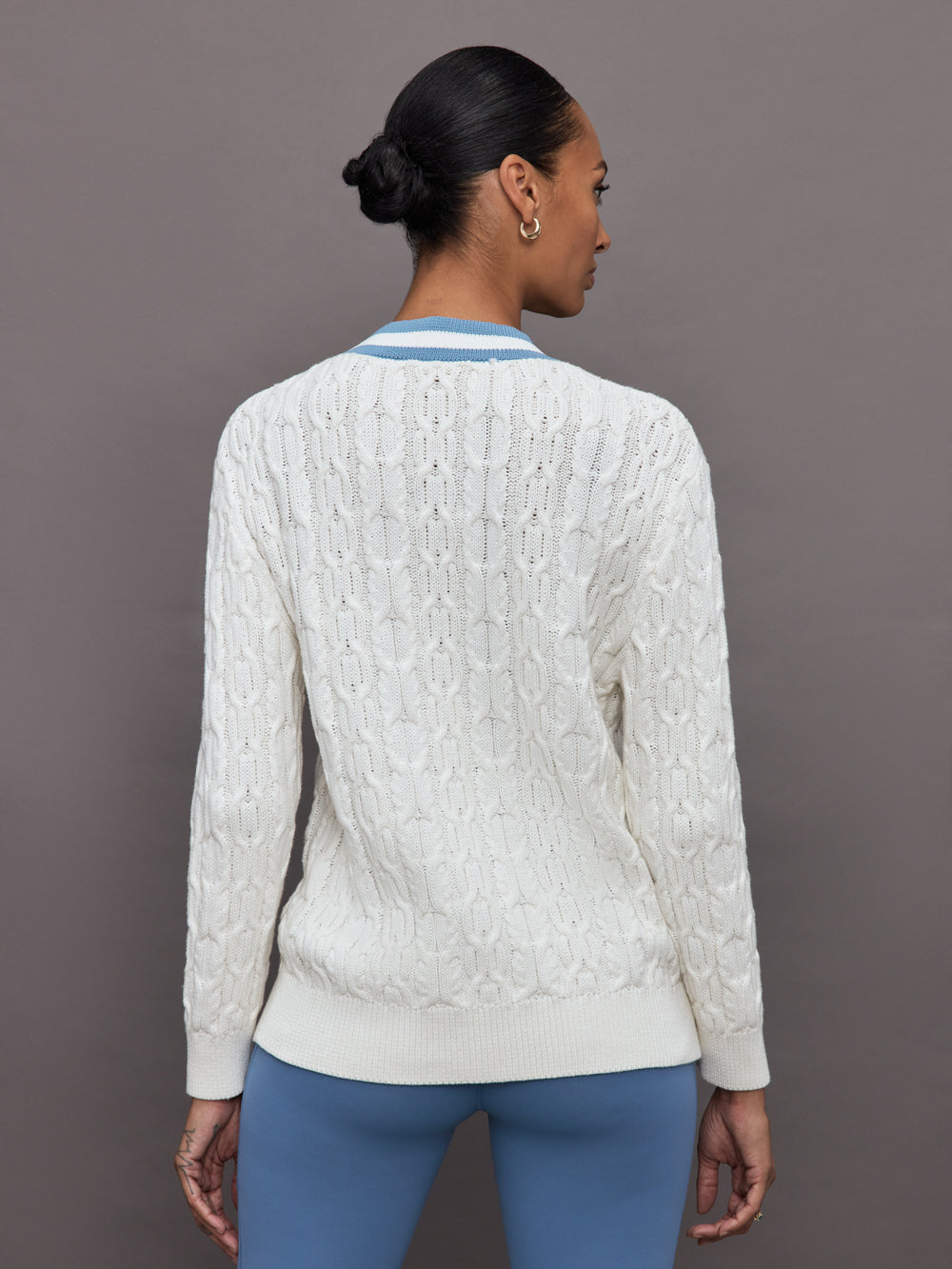 Varsity Cable Knit Cardigan - Cream