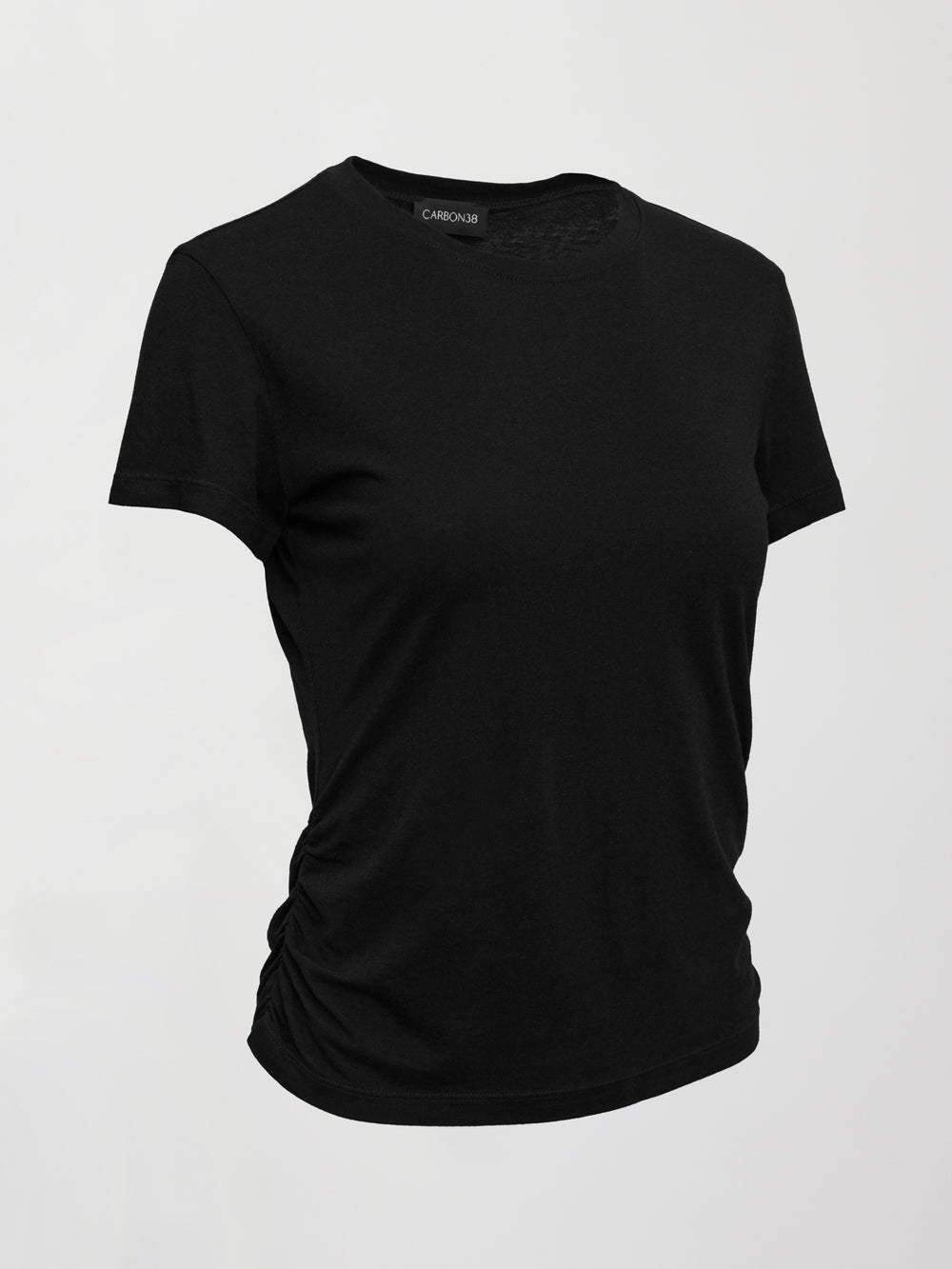 Short Sleeve Ruched Tee - Black