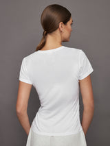 Short Sleeve Ruched Tee - White
