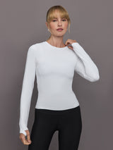 Long Sleeve Crew Neck in Melt - White