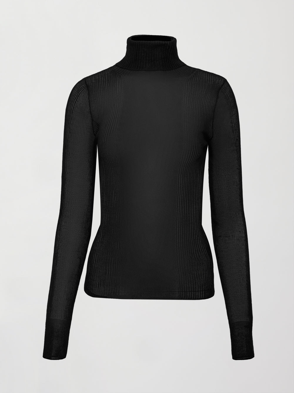 Sheer Turtleneck Sweater - Black