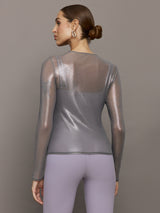 Silver Mesh Long Sleeve Top - Grey Mesh