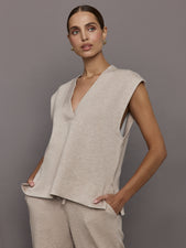 V Neck Knit Vest in Interlock