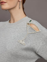 Martini Embellished Sweatshirt - Heather Grey