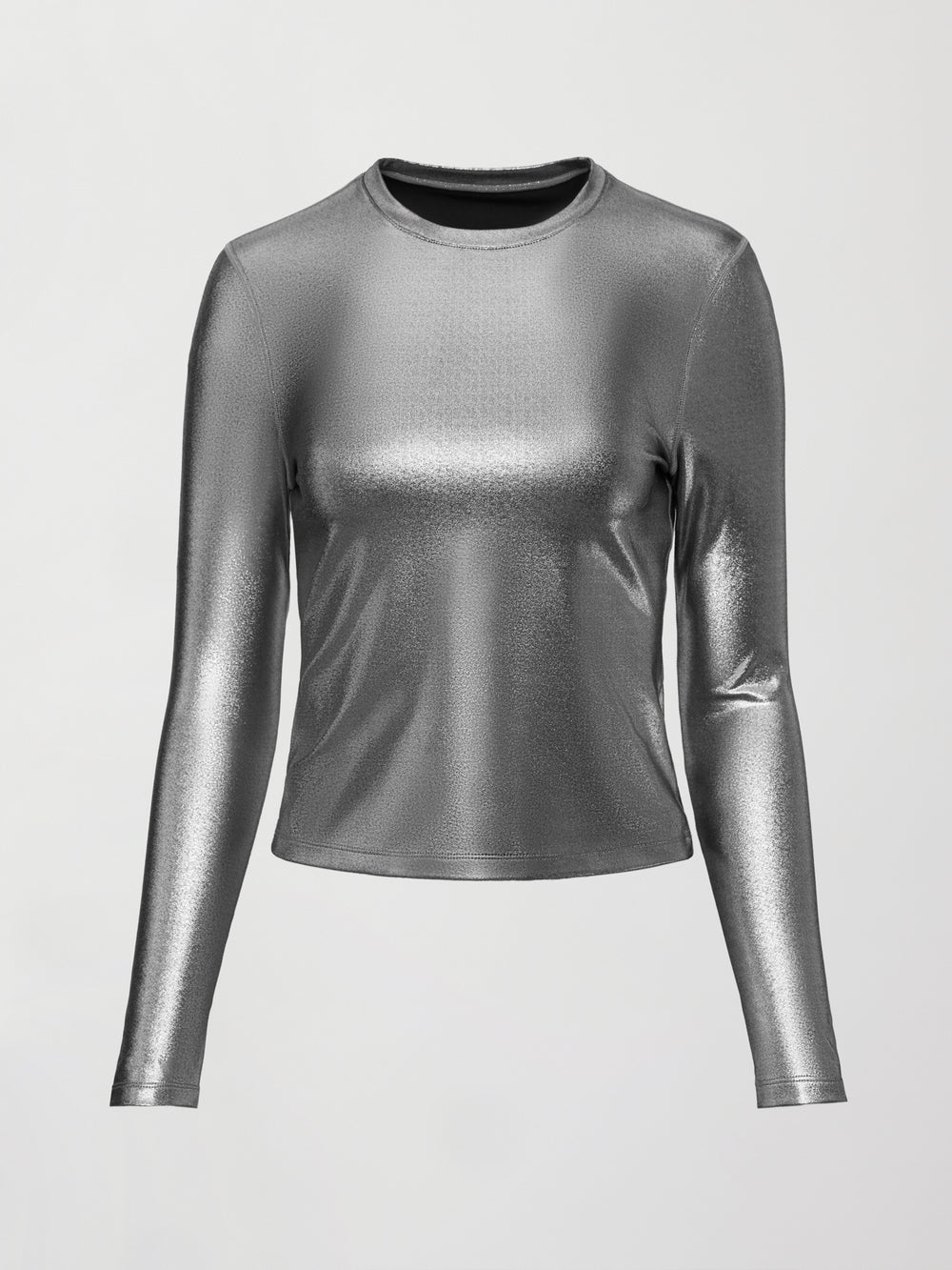 Liquid Metallic Long Sleeve Top - Silver