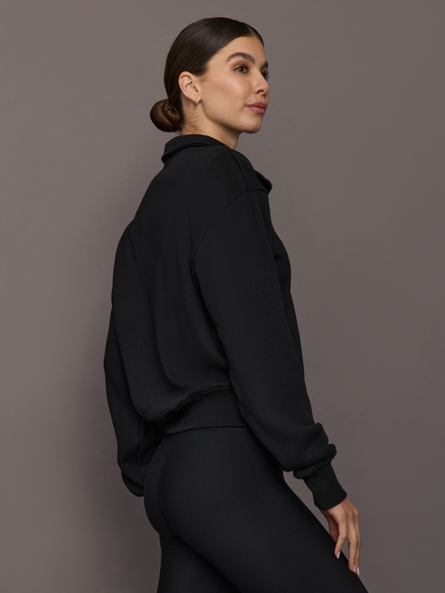 honeyブラック38 Half Zip Sweatshirt in French Terry - Black – Carbon38