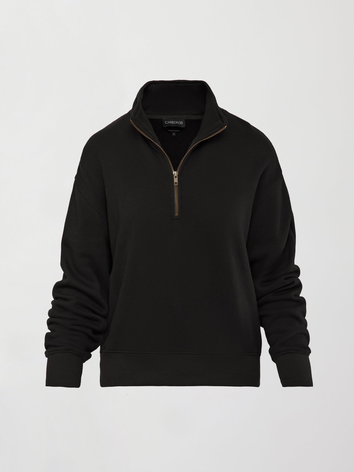 Half Zip Sweatshirt in French Terry - Black – Carbon38