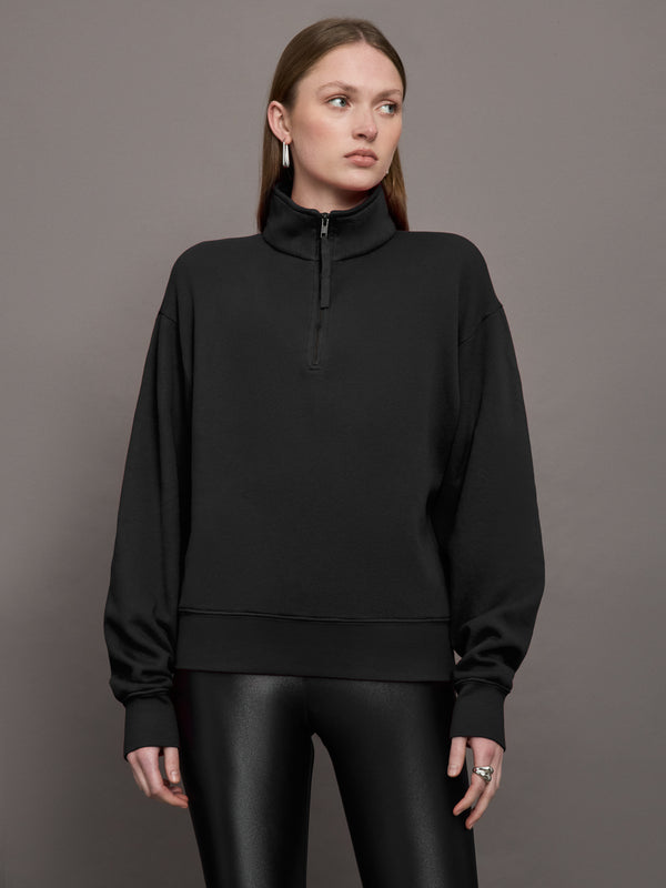 Half Zip Fleece Top - Black