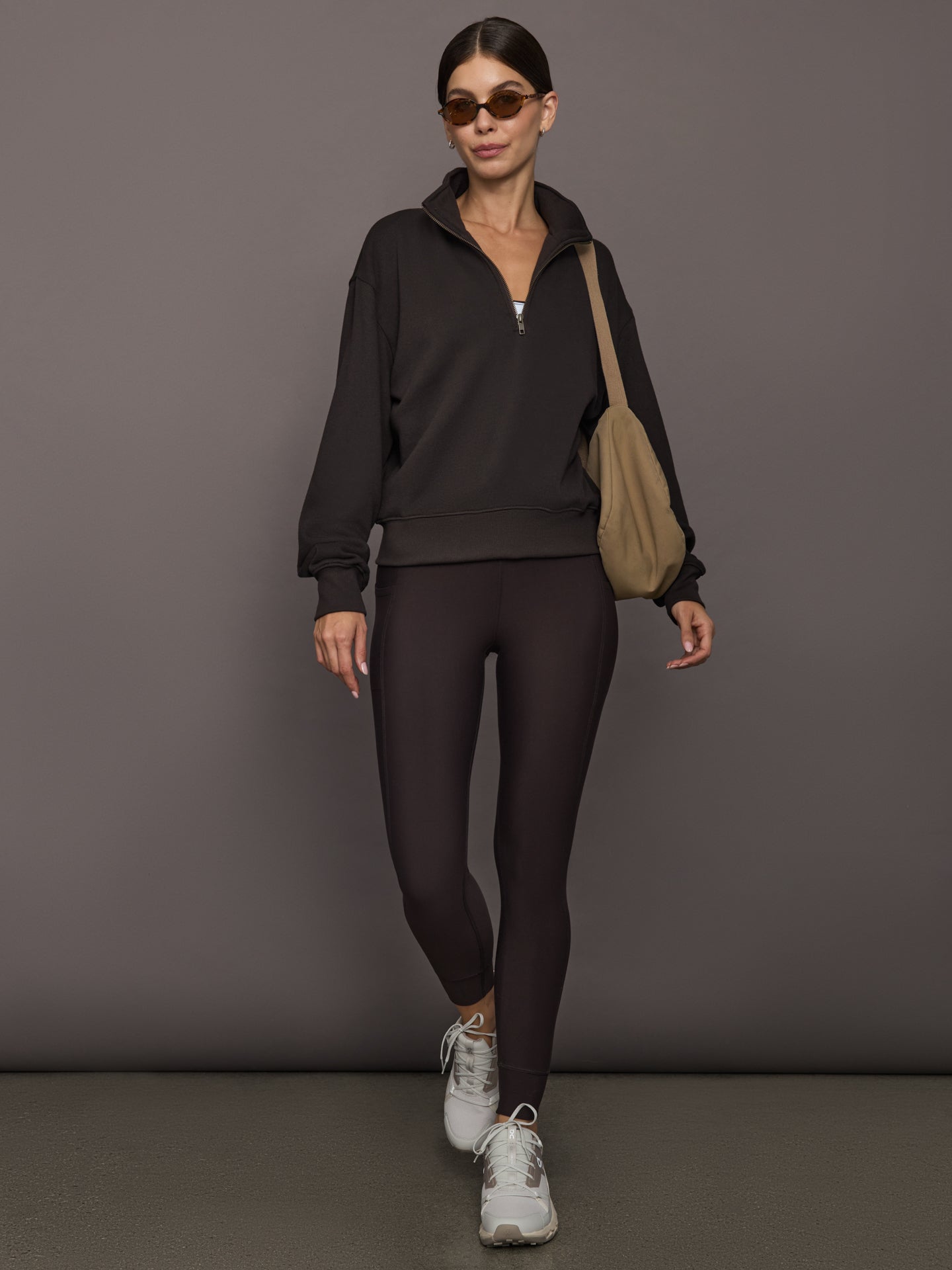 Half Zip Sweatshirt in French Terry - Chocolate Torte – Carbon38