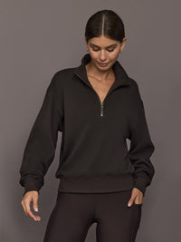 Half Zip Sweatshirt in French Terry - Chocolate Torte