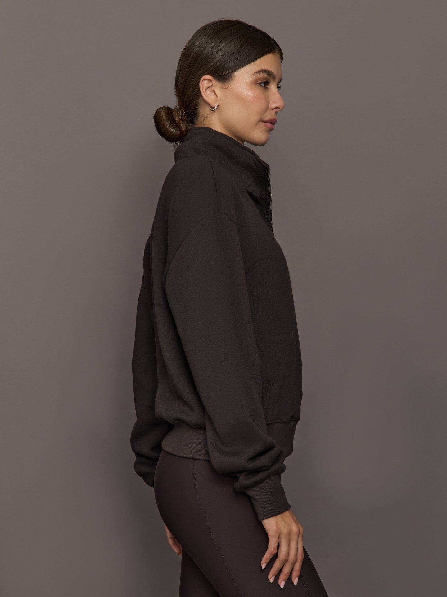 Half Zip Sweatshirt in French Terry - Chocolate Torte – Carbon38
