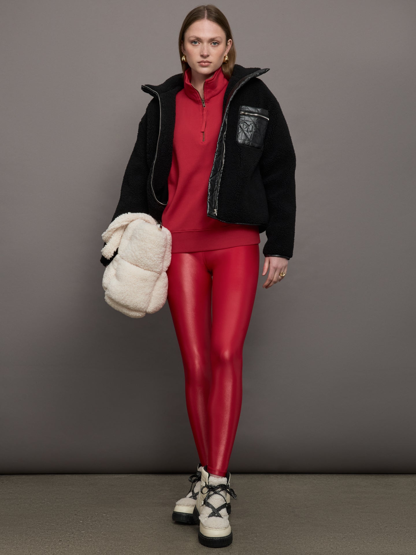 Half Zip Fleece Top - Crimson Red – Carbon38