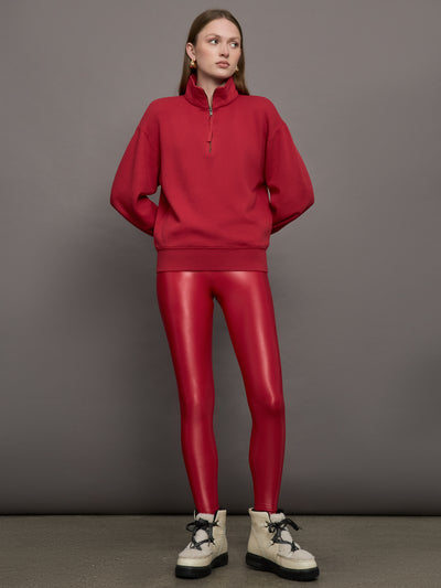 Half Zip Fleece Top - Crimson Red