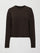 Dark brown crew sweatshirt with raw straight hemline and dropped shoulders, product shot on white background, front view.