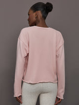 Back view of women’s lotus French Terry crew neck sweatshirt.