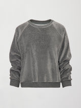 Raglan Pullover in Velour - Charcoal Grey