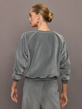 Raglan Pullover in Velour - Charcoal Grey