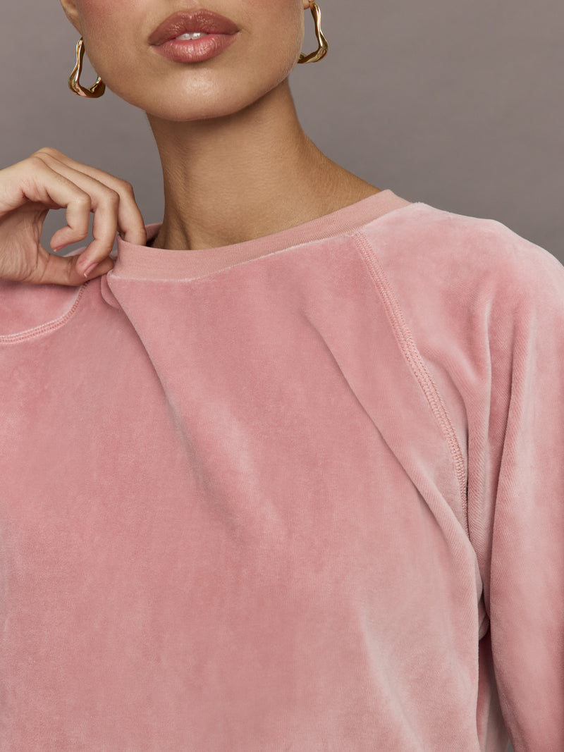 Raglan Pullover in Velour - Blush