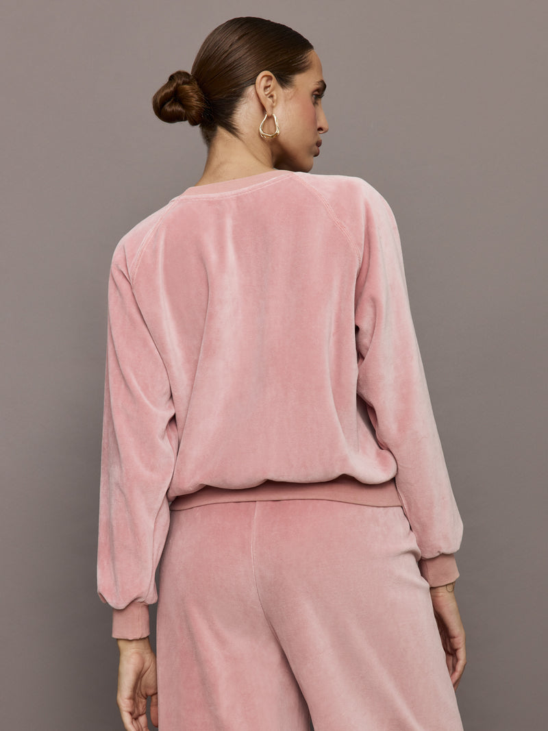 Raglan Pullover in Velour - Blush