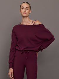 Off Shoulder Sweatshirt in French Terry - Fig